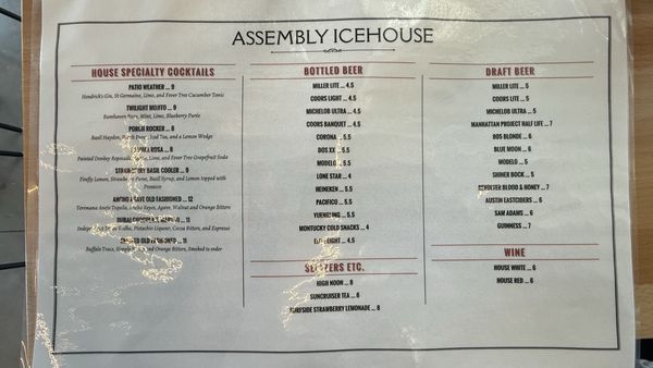 Menu photo 4 Assembly Icehouse Plano, TX