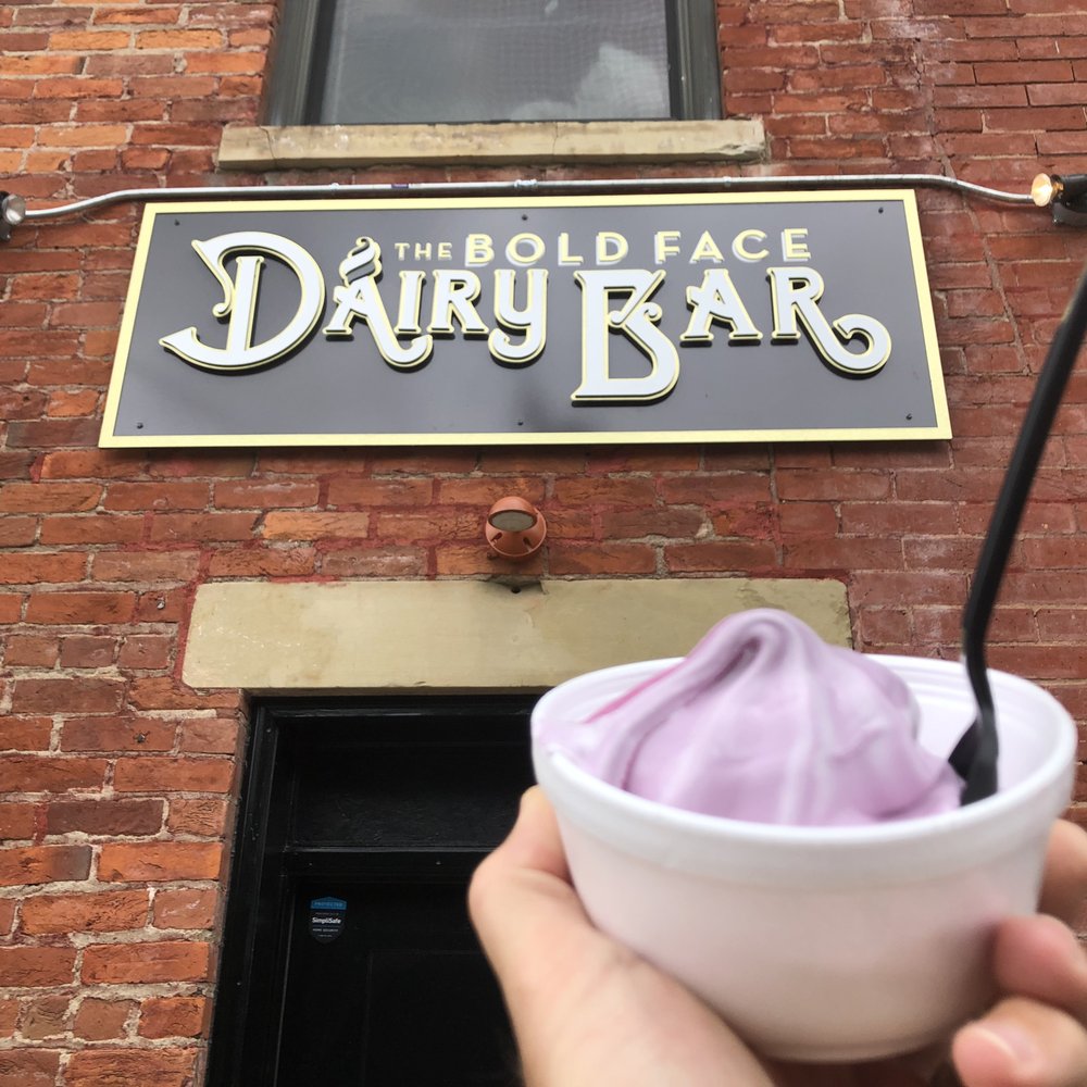 The Bold Face Dairy Bar - Vanilla soft serve ice cream with the lavender flavor is amazing! It was our family favorite out of the flavors we tried! - Desserts Near Me - Cincinnati, Ohio The Bold Face Dairy Bar - Vanilla soft serve ice cream with the lavender flavor is amazing! It was our family favorite out of the flavors we tried! - Desserts Near Me - Cincinnati, Ohio