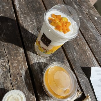 Hui Lau Shan - Mango pudding and mango & coconut juice with Crystal jelly - Desserts Near Me - Austin, Texas Hui Lau Shan - Mango pudding and mango & coconut juice with Crystal jelly - Desserts Near Me - Austin, Texas