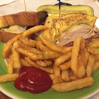 Colonial Diner - Montecristo with french fries. Comes with a small cup of syrup and and butter! - New American Near Me - East Brunswick, New Jersey