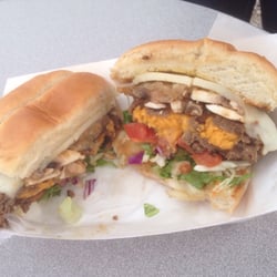 Feedback Food Truck - The Juicy Lucy. Yes, it really was juicy!!! The hamburger patty even had cheese inside it!