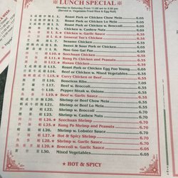 Chinatown Restaurant - Lunch menu and pricing as of 3/10/21