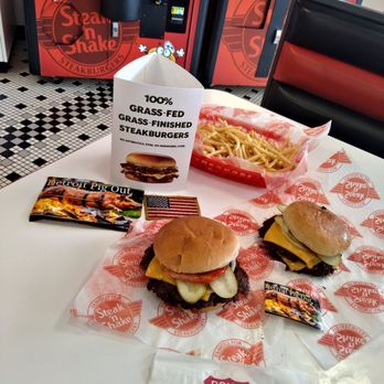 Steak ’n Shake - Got me a Quadruple Steak Burger   Marvelous with Beef Tallow Fries Yummy - Burgers Near Me - Woodhaven, Michigan