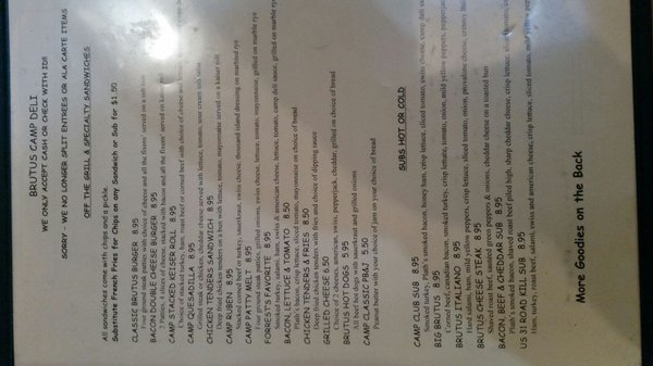 Menu photo 2 Brutus Camp Deli Brutus, MI