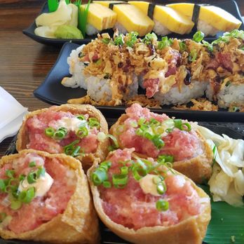 Hawaii Sushi - Lava crunch roll, spicy inari, 2 orders of tamago. Quick, cozy, casual lunch spot! - Japanese Near Me - Honolulu, Hawaii