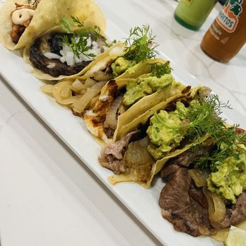 Taqueria El Buchon - High quality Tacos! Left to right, Baja Fish, Lengua, Shrimp, Rib Ribeye Taco - Desserts Near Me - Staten Island, New York Taqueria El Buchon - High quality Tacos! Left to right, Baja Fish, Lengua, Shrimp, Rib Ribeye Taco - Desserts Near Me - Staten Island, New York
