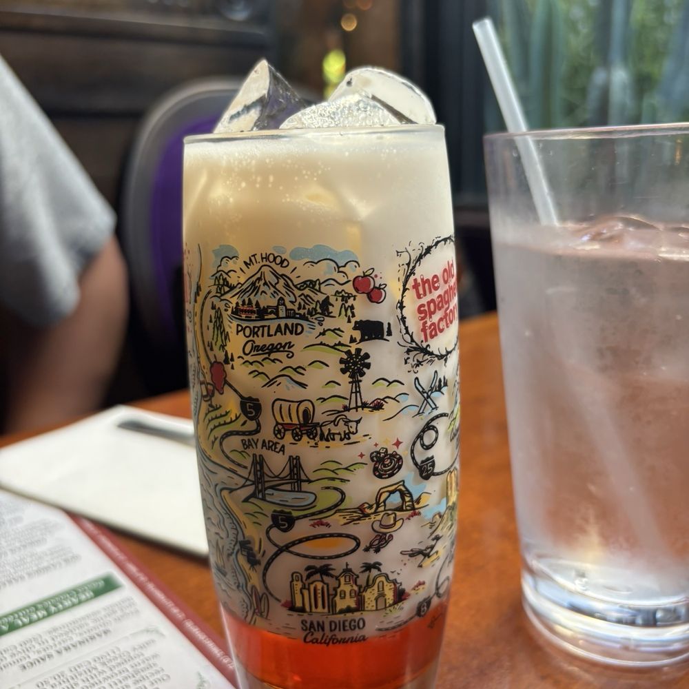 The Old Spaghetti Factory - Keepsake glass with Italian cream soda - Italian Near Me - Fullerton, California The Old Spaghetti Factory - Keepsake glass with Italian cream soda - Italian Near Me - Fullerton, California