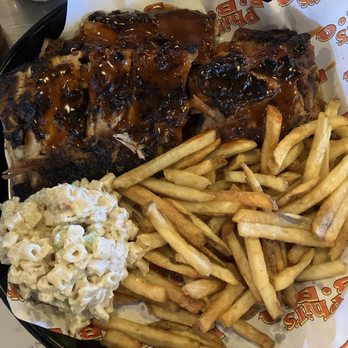 Phil's BBQ - Full Baby Back Ribs Dinner with small Fresh Cut Fries and small Macaroni Salad $32.99 - Barbeque Near Me - San Diego, California Phil's BBQ - Full Baby Back Ribs Dinner with small Fresh Cut Fries and small Macaroni Salad $32.99 - Barbeque Near Me - San Diego, California