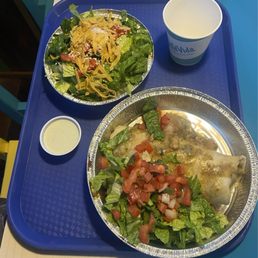 Small salad, Chile verde burrito