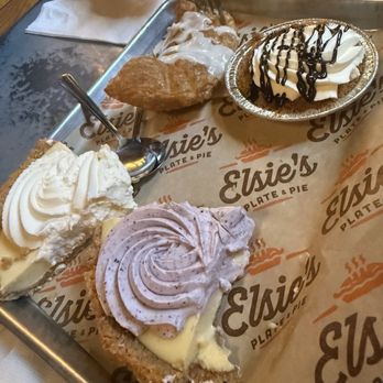 Elsie's Plate & Pie - Chocolate, eye of the tiger, ice box, and handheld blueberry. I can't remember the official flavors. We appreciated all four! - American Near Me - Baton Rouge, Louisiana Elsie's Plate & Pie - Chocolate, eye of the tiger, ice box, and handheld blueberry. I can't remember the official flavors. We appreciated all four! - American Near Me - Baton Rouge, Louisiana