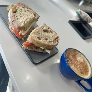 Color Coffee Roasters - Turkey pesto sandwich and honey cinnamon latte - Coffee Roasteries Near Me - Eagle, Colorado