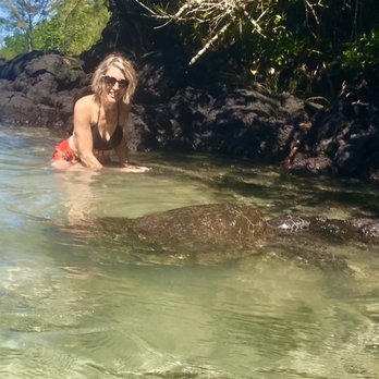 Carlsmith Beach Park - Keeping the 3 foot distance, but still enjoying the Honu - Parks Near Me - Hilo, Hawaii