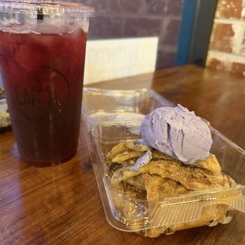 Cafe 86 - Mochi churro w/ ube ice cream - Desserts Near Me - Rancho Cucamonga, California