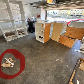 Trusted Hands Waste Management - Cabinets removed, bunch of nails on the ground circled in red that David helped sweep up! - Junk Removal & Hauling Near Me Trusted Hands Waste Management - Cabinets removed, bunch of nails on the ground circled in red that David helped sweep up! - Junk Removal & Hauling Near Me