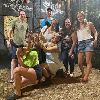 Celtic Axe Throwing At Armadillo Den  - Great gang throwing down! - Axe Throwing Near Me - Austin, Texas