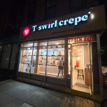 T-Swirl Crepe - Storefront at night - Desserts Near Me - Brooklyn, New York T-Swirl Crepe - Storefront at night - Desserts Near Me - Brooklyn, New York