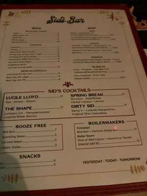 Menu photo 1 Sid's Bar South Pasadena, CA