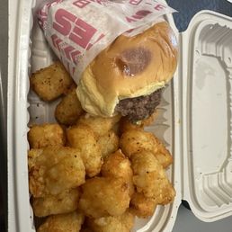 The smash burger and tator tots