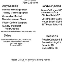 Nonna's Cafe - Lunch and sandwich/salad menu