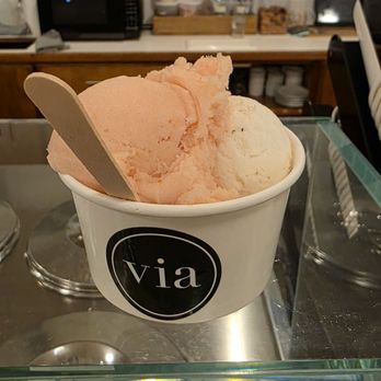 Via Gelato - Double Scoop with Guava Sorbet and Vanilla Bean Gelato - Ice Cream & Frozen Yogurt Near Me - Honolulu, Hawaii Via Gelato - Double Scoop with Guava Sorbet and Vanilla Bean Gelato - Ice Cream & Frozen Yogurt Near Me - Honolulu, Hawaii