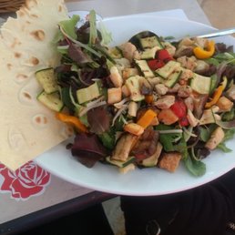 A large delicious salad with chicken and vegies. A large delicious salad with chicken and vegies.