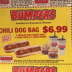 Bumper's Drive In - Shows a foot-long in the pictures on coupons!!!  serves you a regular size small hotdog!!!