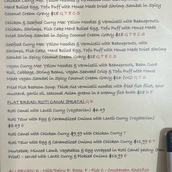 Curry Leaves Bistro - Menu 5/22/2025 - Malaysian Near Me - Pleasanton, California