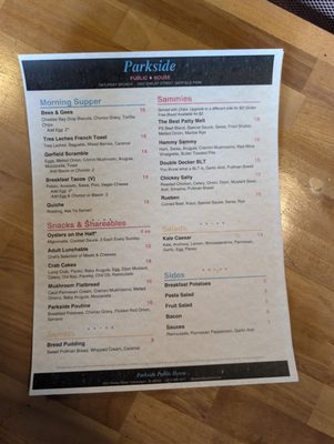 Menu photo 1 Parkside Public House Indianapolis, IN