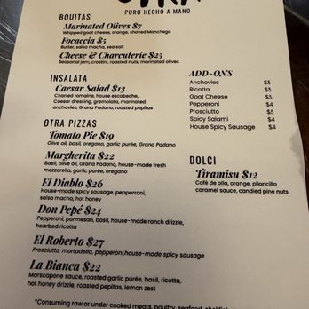 Otra Pizzeria - Menu - Pizza Near Me - Phoenix, Arizona