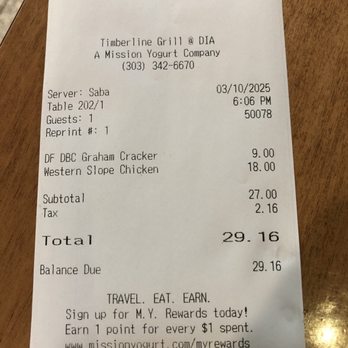 Timberline Steaks & Grille - Receipt with prices - Steakhouses Near Me - Denver, Colorado Timberline Steaks & Grille - Receipt with prices - Steakhouses Near Me - Denver, Colorado