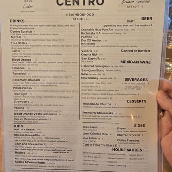 Centro Neighborhood Kitchen - Menu 1 of 2 - Mexican Near Me - Burien, Washington
