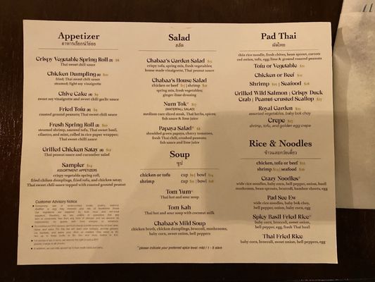 Menu photo 2 Chabaa Thai Bistro Philadelphia, PA