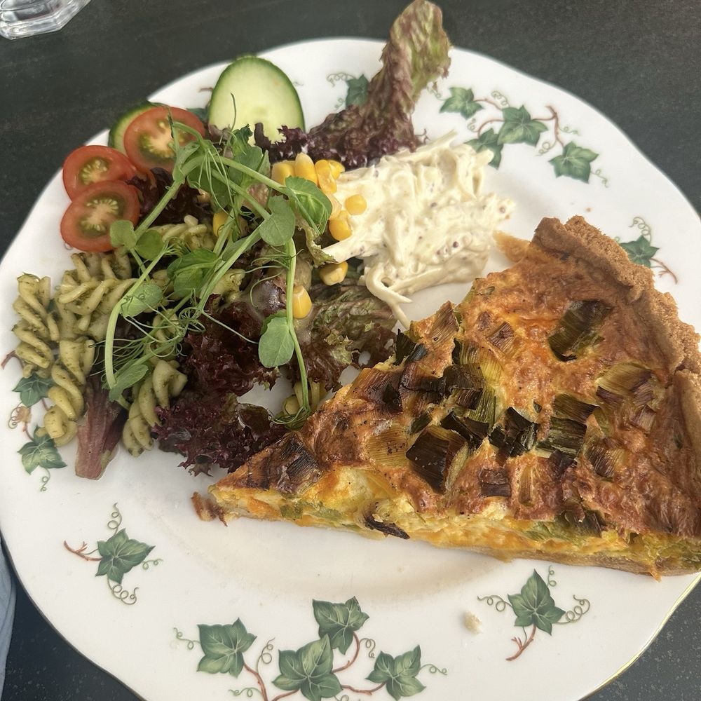 Baldry's Cafe - Quiche of the Day (cheese and leek) with Salad - Cafes Near Me - Ambleside, CMA Baldry's Cafe - Quiche of the Day (cheese and leek) with Salad - Cafes Near Me - Ambleside, CMA