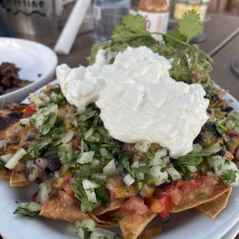 Shoreline Cafe - Nachos but I added onions with cilantro and Carne Asada on the side~ - Seafood Near Me - Santa Barbara, California