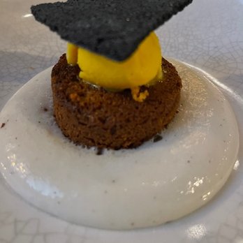 ROOH - Cashew Praline Cake Cashew cake, phirni mousse, thandai ice cream, rice wafer - Indian Near Me - San Francisco, California