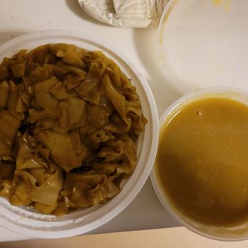 Happy Group - Plain Chow Fun Noodles with a side of brown gravy - my childhood. - Chinese Near Me - Merrick, New York