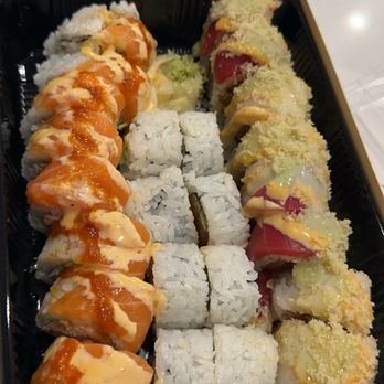 Bluefin Sushi & Bar - Salmon mania, spicy tuna . I can't remember the third roll but it was also delicious - Sushi Bars Near Me - Wylie, Texas Bluefin Sushi & Bar - Salmon mania, spicy tuna . I can't remember the third roll but it was also delicious - Sushi Bars Near Me - Wylie, Texas