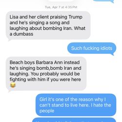 Mr. Eddie's Barber Cuts & Styles - Coworker sending a text message of another employee and customer making unprofessional politically derogatory remarks