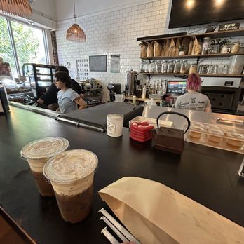 Phinista - Inside area and our coffee! - Creperies Near Me - Boston, Massachusetts