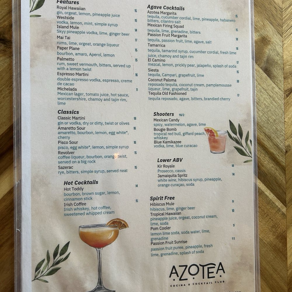 drinks menu