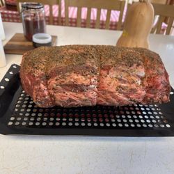 Ponderosa Meat & Provision Co - 12 lb prime rib roast bones cut away but tied to it also seasoned with their special rub!!
