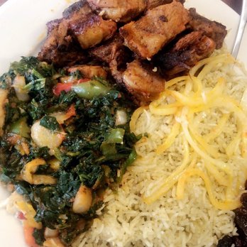 Kulan Cafe - Rice, goat meat, and delicious spinach - Somali Near Me - Falls Church, Virginia