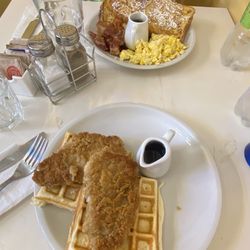 Homebaked - Chicken and waffles and the traditional American breakfast with French toast.