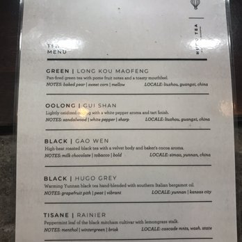 Rhow Coffee - List of their teas. - Coffee & Tea Near Me - Massillon, Ohio