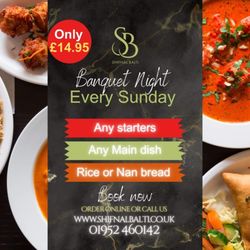 Shifnal Balti Restaurant & Takeaway - Sunday Banqueting £14.95