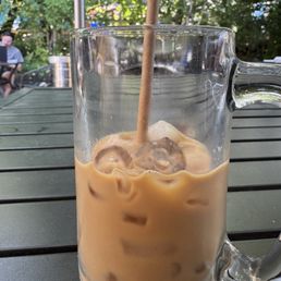 On the charming patio sipping my afternoon espresso On the charming patio sipping my afternoon espresso