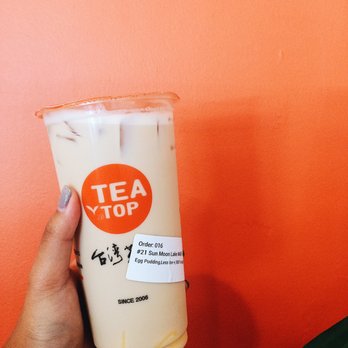 TeaTop - Sun Moon Lake Milk Tea w/ Egg pudding($3.50 + 50 cents) - Bubble Tea Near Me - Newark, California TeaTop - Sun Moon Lake Milk Tea w/ Egg pudding($3.50 + 50 cents) - Bubble Tea Near Me - Newark, California