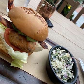 Bigfire - Salmon BLTA with coleslaw - American Near Me - Orlando, Florida Bigfire - Salmon BLTA with coleslaw - American Near Me - Orlando, Florida