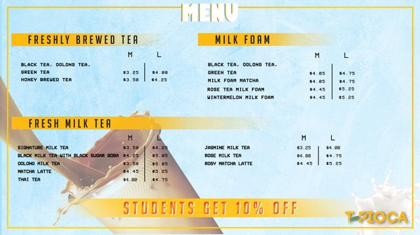 Menu photo 5 T-Pioca San Antonio, TX