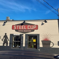 Steel Cup Coffee Roasters - Storefront at 8am on a crisp fall day
